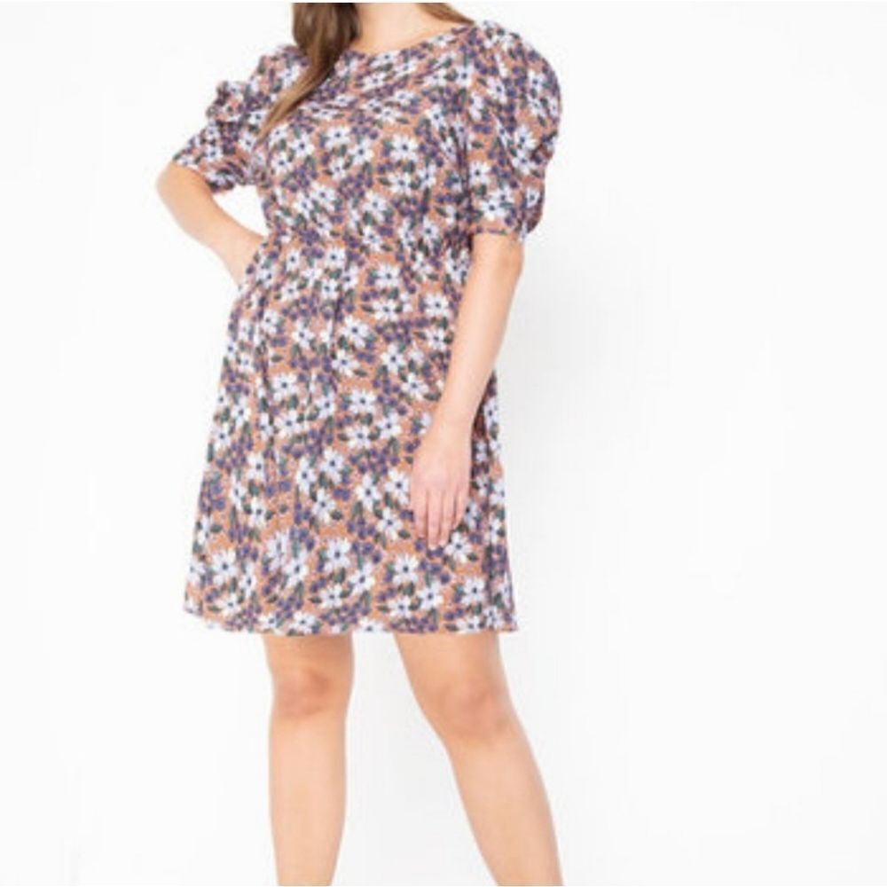 Eloquii Printed puff sleeve dress